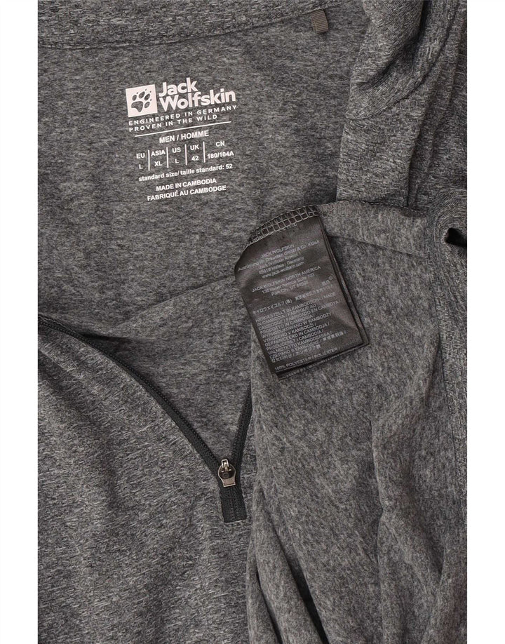 Jack Wolfskin Haut de survêtement à col zippé pour homme UK 42 Large Gris
