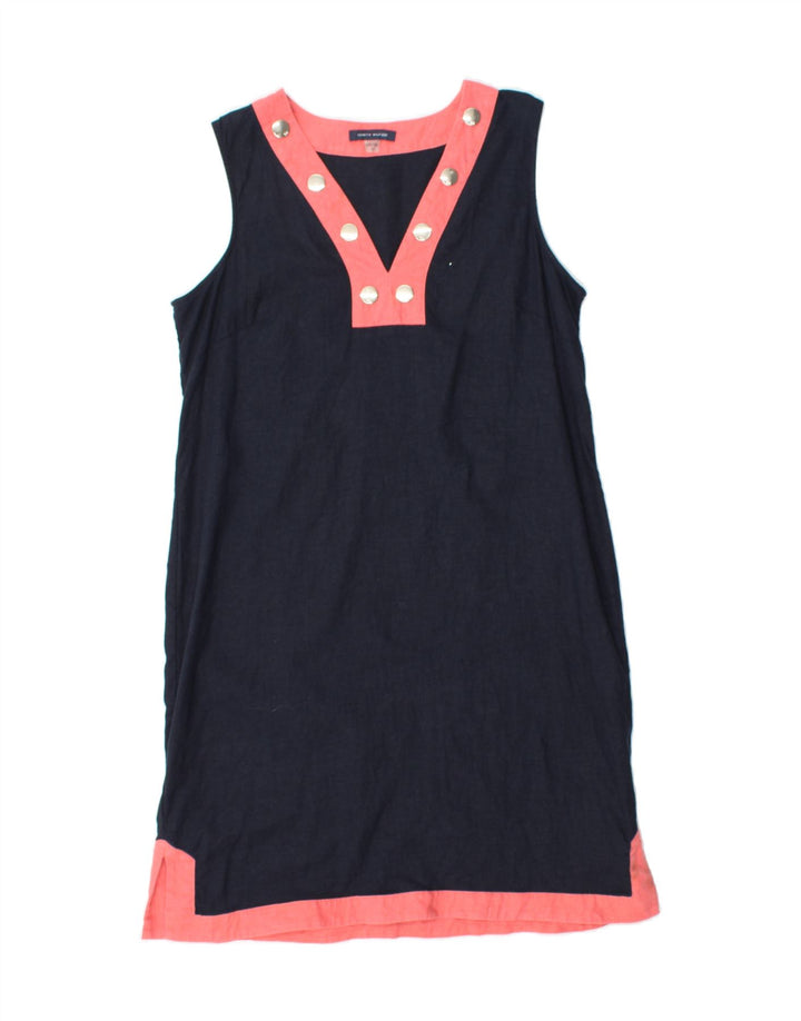 TOMMY HILFIGER Womens Sleeveless Shift Dress US 8 Medium Navy Blue Linen Vintage Tommy Hilfiger and Second-Hand Tommy Hilfiger from Messina Hembry 