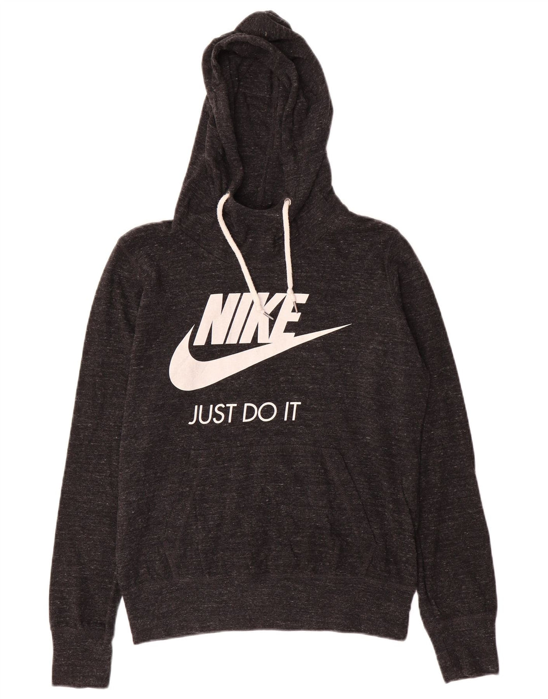 NIKE Pull à capuche graphique pour femme UK 14 Coton moucheté gris moyen
