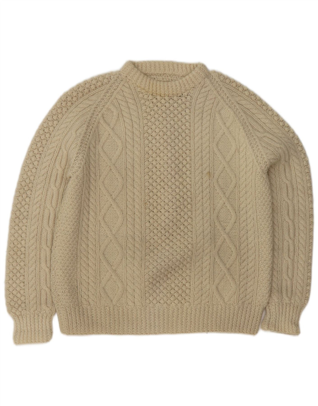 Pull à col rond Vintage pour hommes, blanc cassé moyen