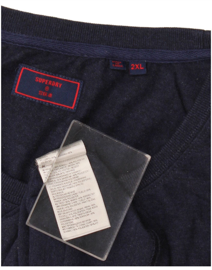 Superdry Débardeur Graphique Homme 2XL Bleu Marine Coton