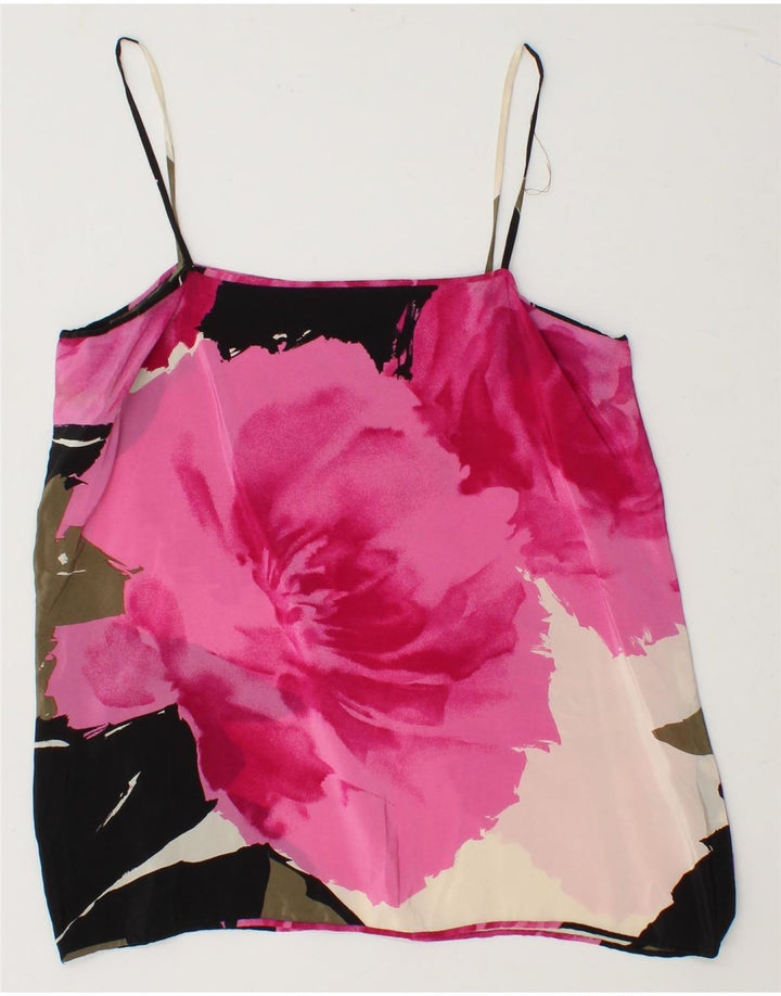 VINTAGE Womens Crop Cami Top UK 8 Small Multicoloured Floral