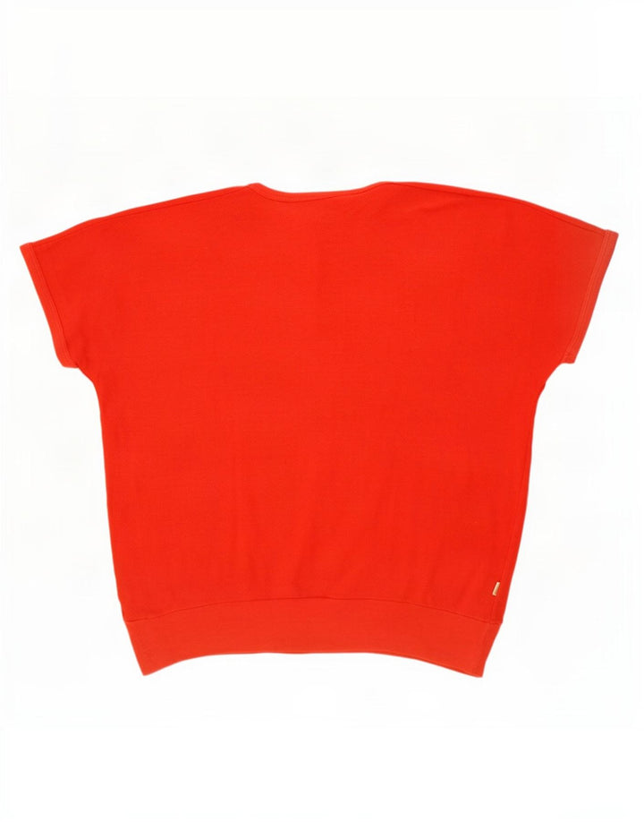 Fiorucci T-Shirt Femme Top UK 10 Petit Coton Rouge