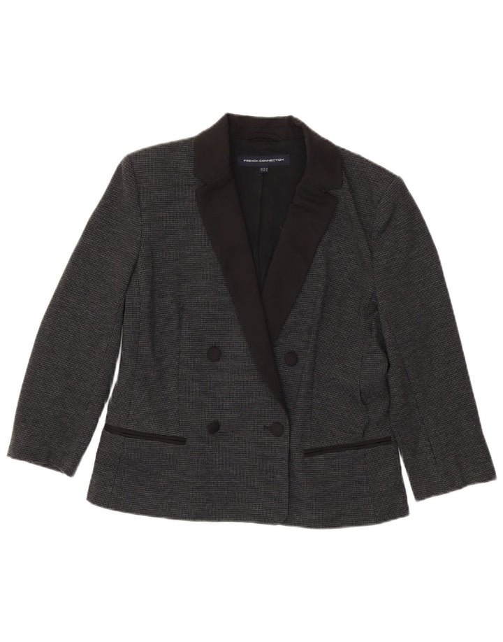French Connection Veste Blazer Femme UK 12 Gris Moyen Pied-de-poule