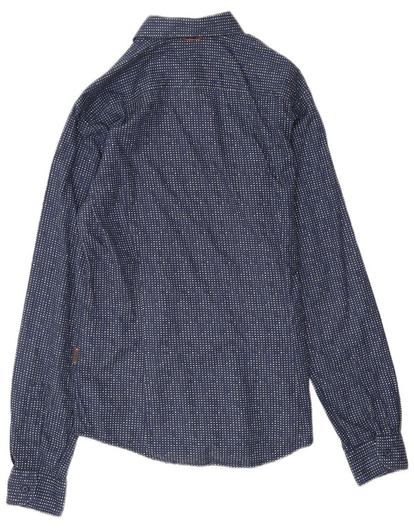 Hugo Boss Chemise en coton à pois bleu marine moyen