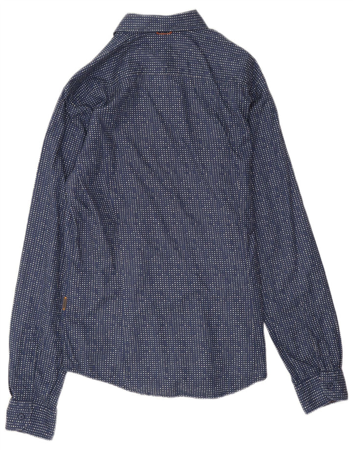 Hugo Boss Chemise en coton à pois bleu marine moyen