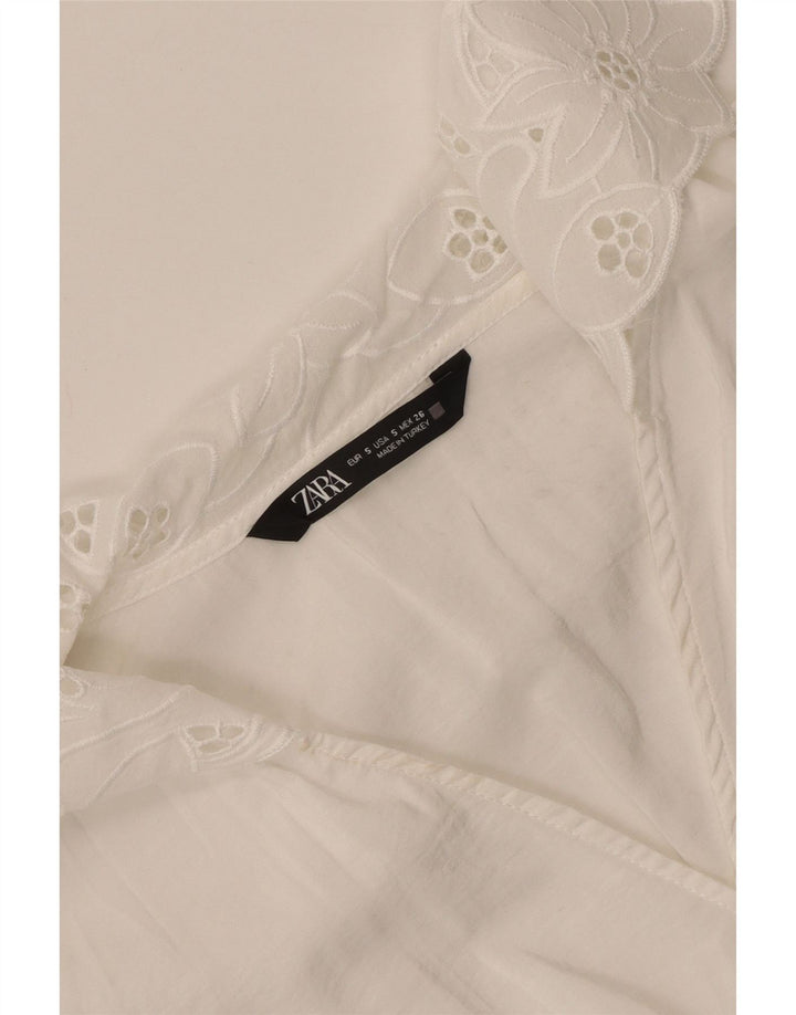 Zara Womens Crop Blouse Top UK 10 Petit Blanc