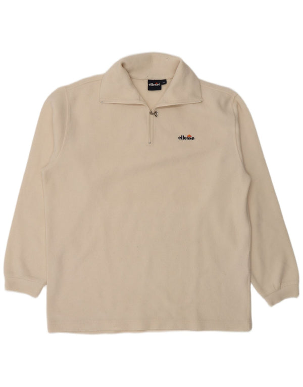 Ellesse Pull polaire à col zippé pour homme 2XL Blanc cassé Polyester