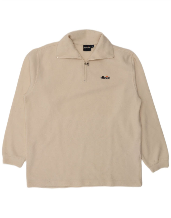 Ellesse Pull polaire à col zippé pour homme 2XL Blanc cassé Polyester
