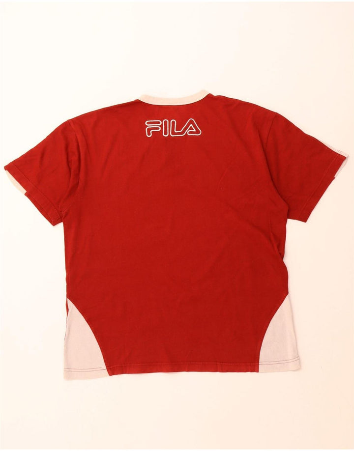 FILA T-Shirt Graphique Homme Rouge Moyen Colourblock