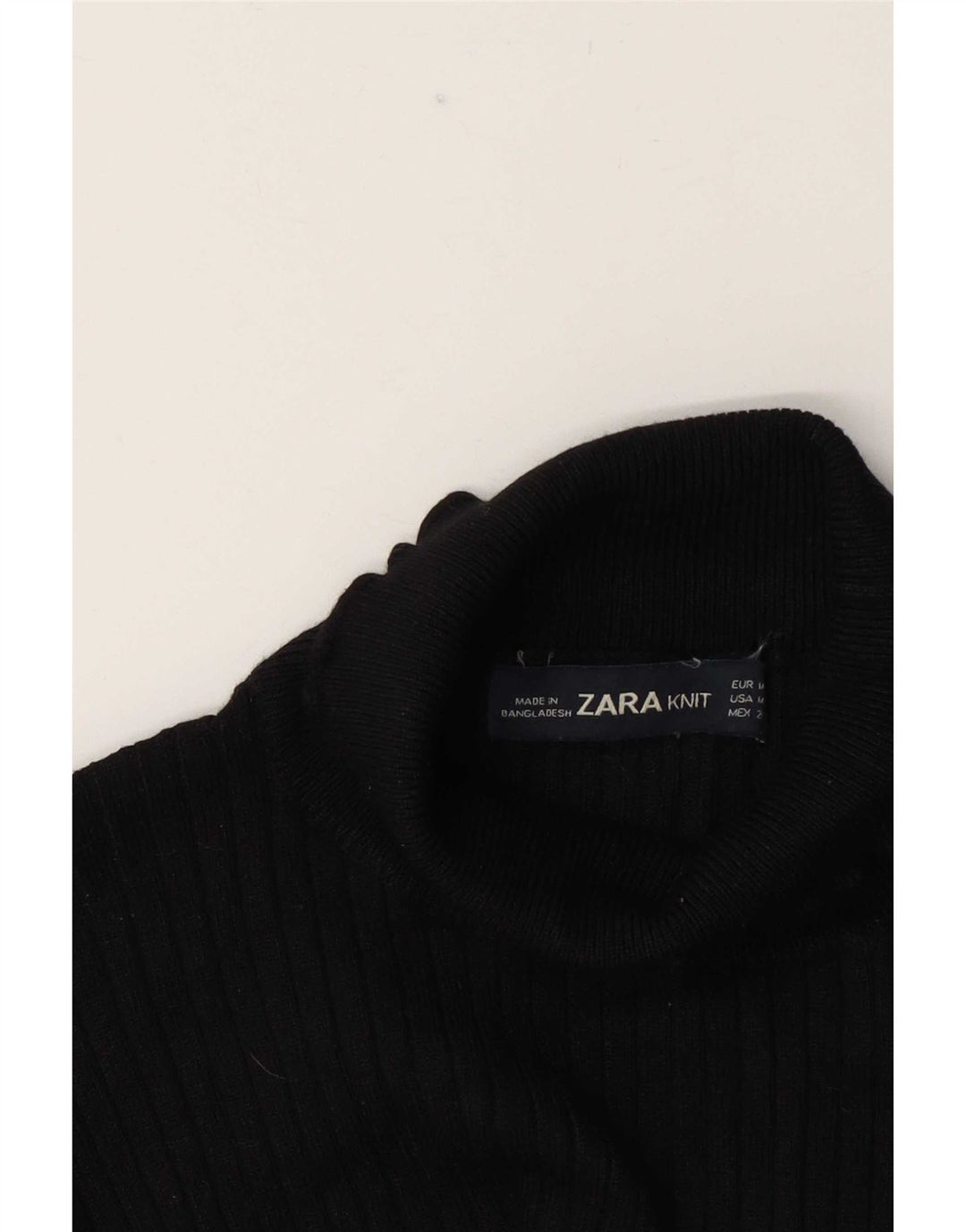 Zara Womens Roll Neck Blouse Top UK 12 Moyen Noir
