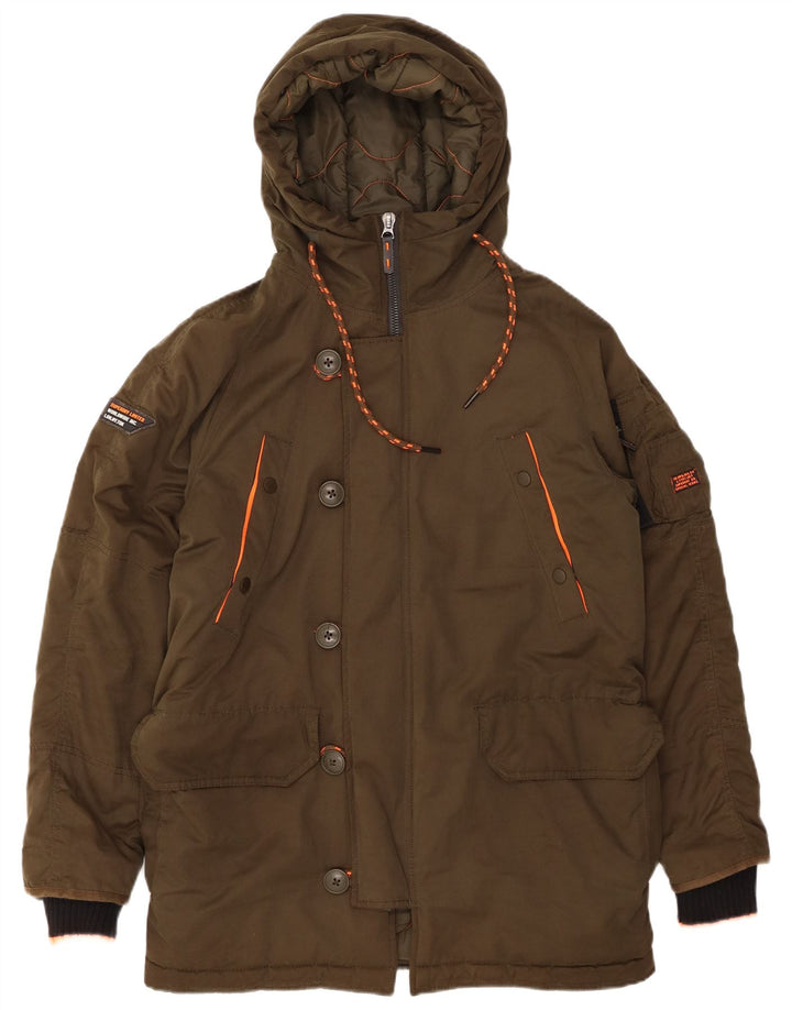 SUPERDRY Parka à capuche pour homme UK 38 Kaki moyen Polyester