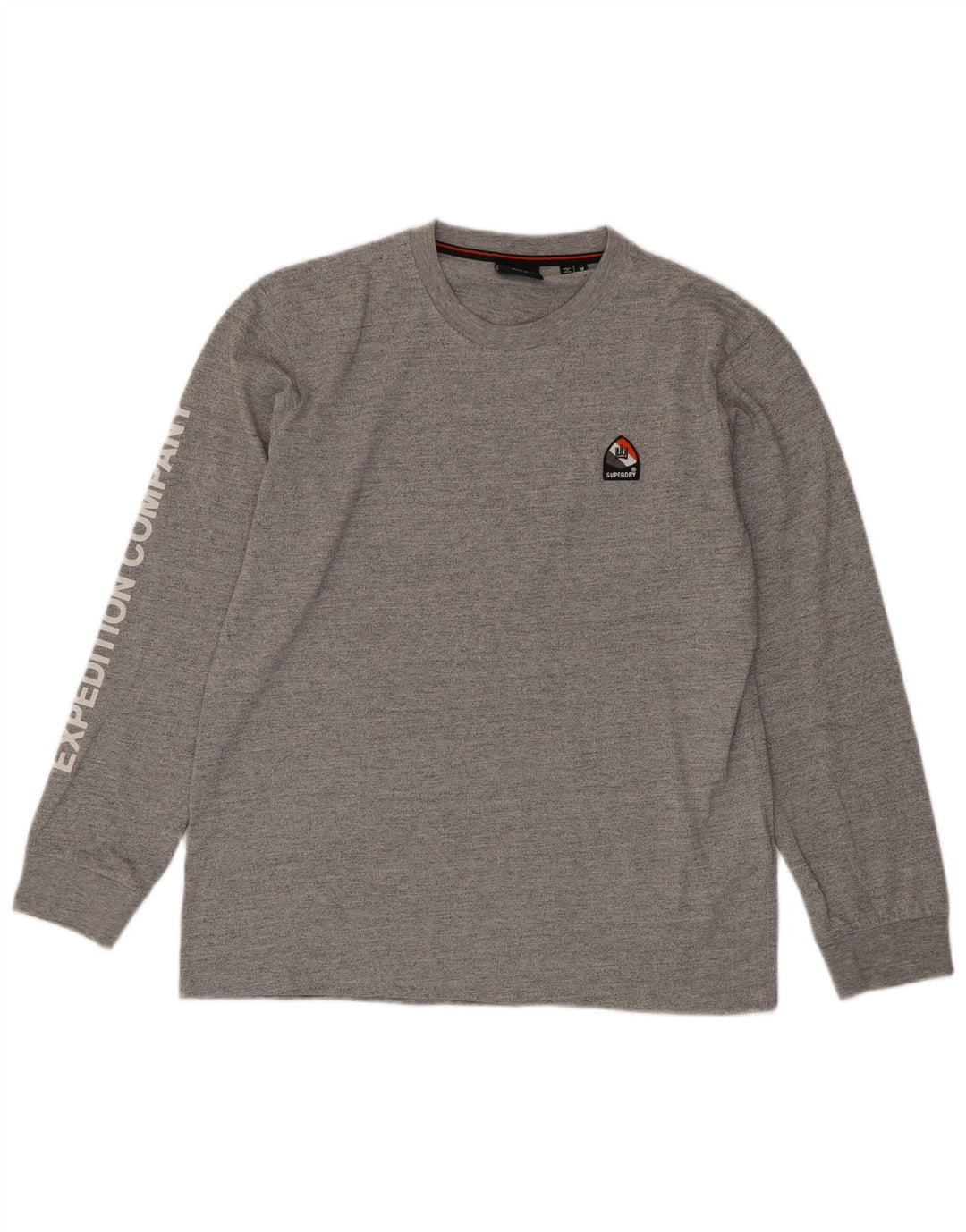 SUPERDRY Haut graphique à manches longues pour homme en coton moucheté gris moyen