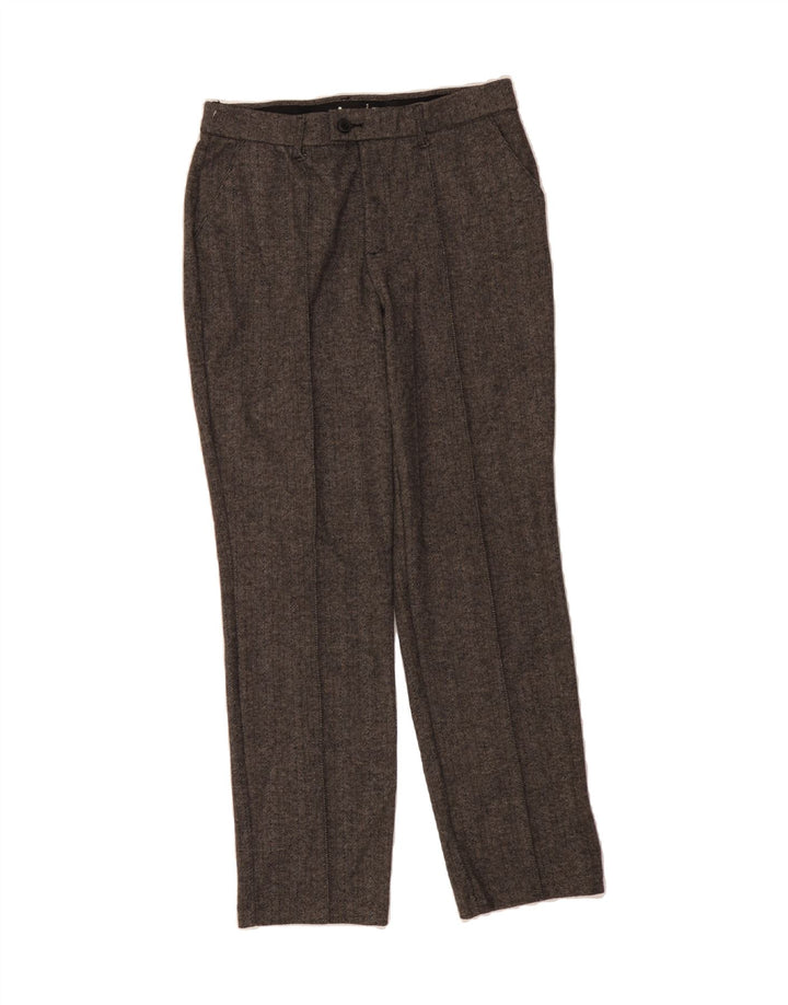 LEE Womens Mid Rise Suit Trousers US 10 Large W32 L30 Grey Herringbone Vintage Lee and Second-Hand Lee from Messina Hembry 