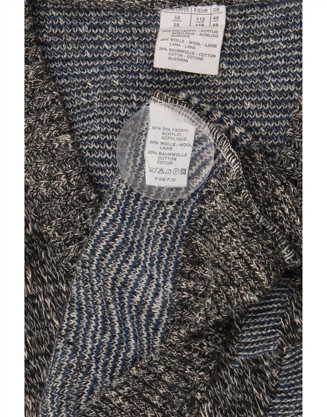 VINTAGE Pull col V pour homme UK 46/48 2XL Géométrique multicolore