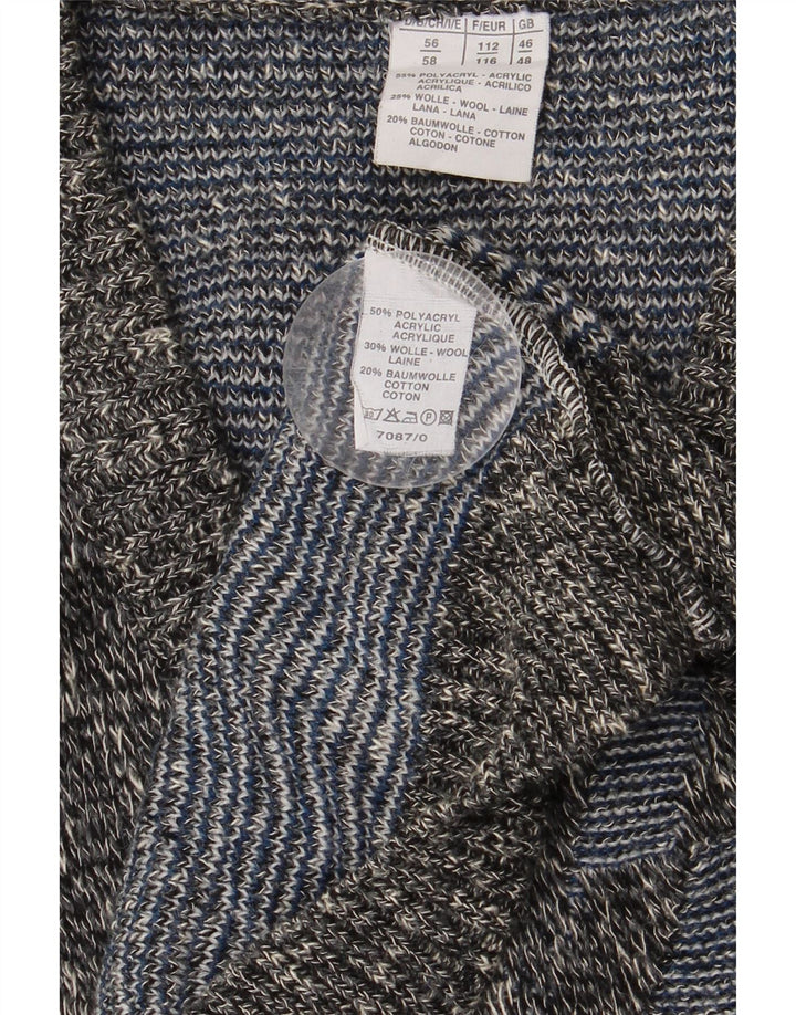 VINTAGE Pull col V pour homme UK 46/48 2XL Géométrique multicolore