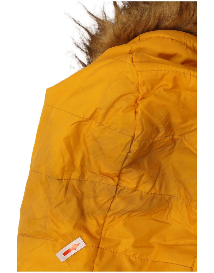 Zara Veste matelassée à capuche pour femme UK 10 Small Jaune Polyester