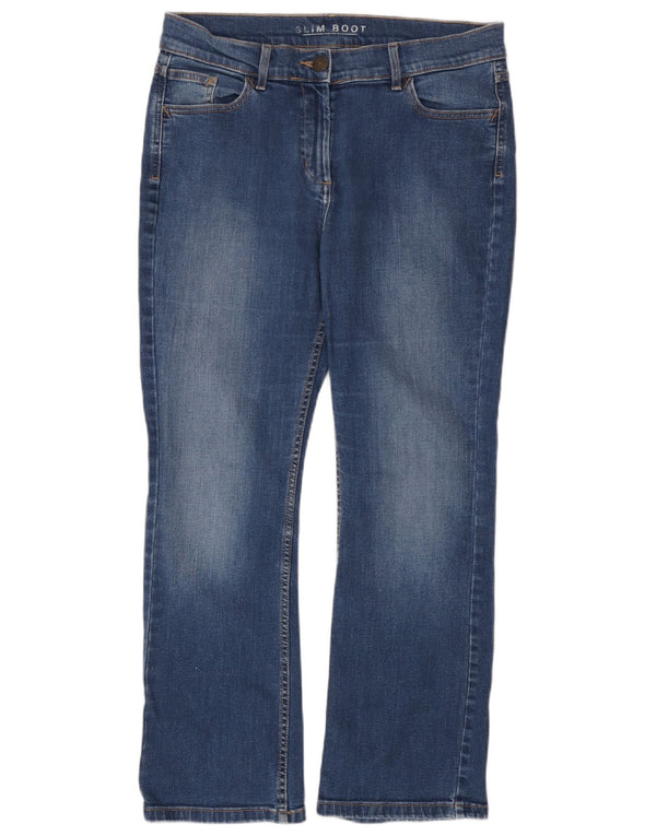 Marks & Spencer Womens Slim Bootcut Jeans UK 14 Large W34 L28 Blue Cotton