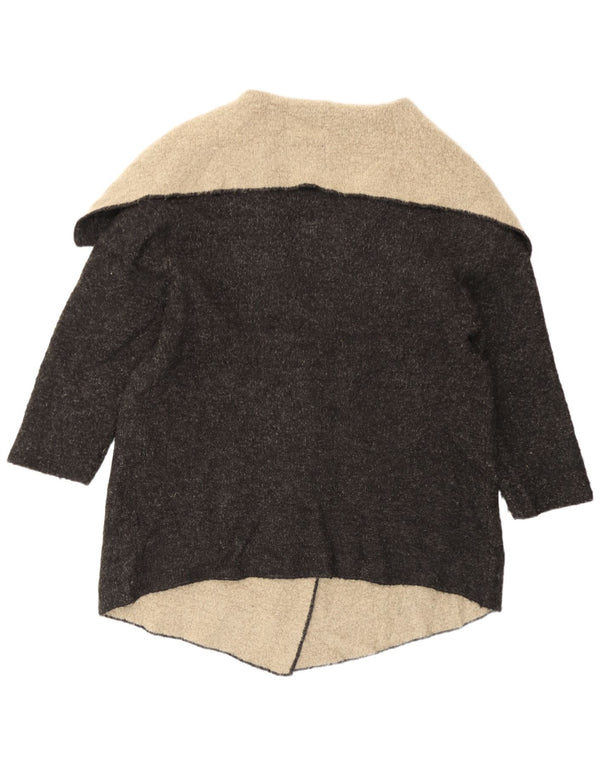 Zara Womens Longline Open Cardigan Sweater UK 14 Gris Moyen Colorblock