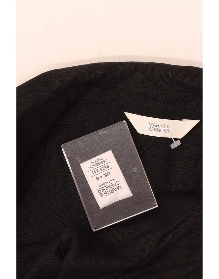 Marks & Spencer Veste blazer à manches 3/4 pour femme UK 8 Petit lin noir