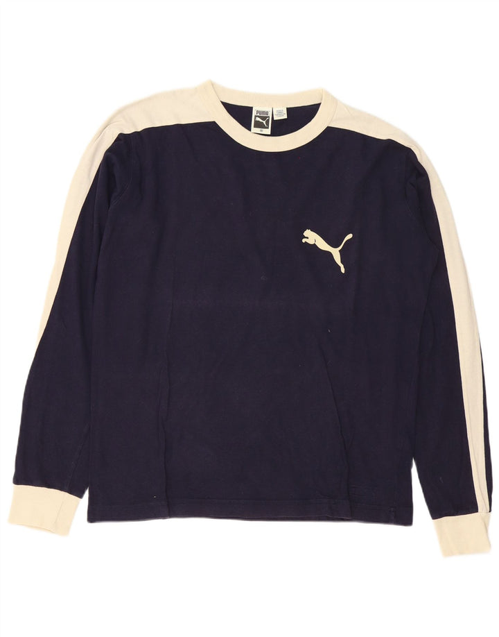 Puma Haut à manches longues pour homme en coton color block bleu marine moyen