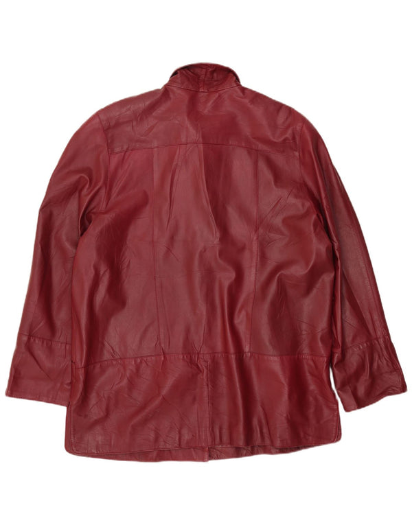 VINTAGE Veste en cuir femme EU 46 XL Cuir Bordeaux