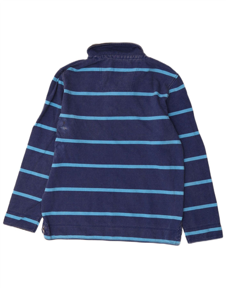 Crew Clothing Sweat-shirt à col zippé pour homme Rayé bleu marine moyen