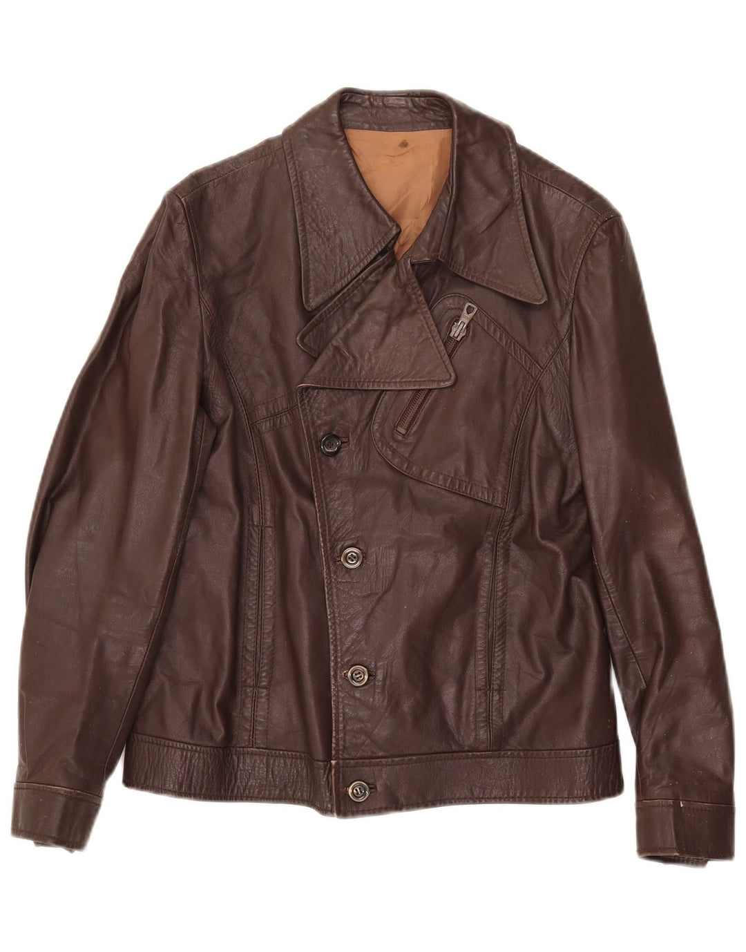 Veste motard en cuir homme vintage UK 34 XS Marron