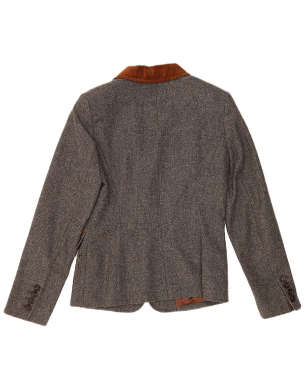 White Label Veste Blazer 2 Boutons Femme UK 10 Petit Gris Colorblock