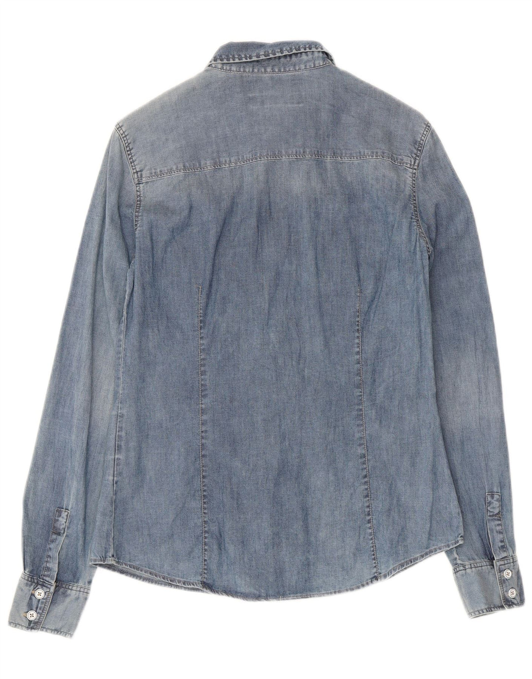 Zara Chemise en jean pour femme UK 14 Large Bleu Coton