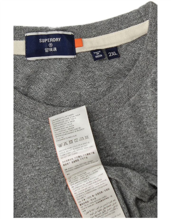 Superdry T-Shirt Homme Top 2XL Gris Moucheté Coton