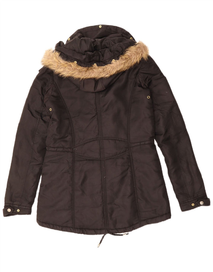 Zara Womens Trafaluc Veste coupe-vent à capuche UK 10 Small Noir Polyester