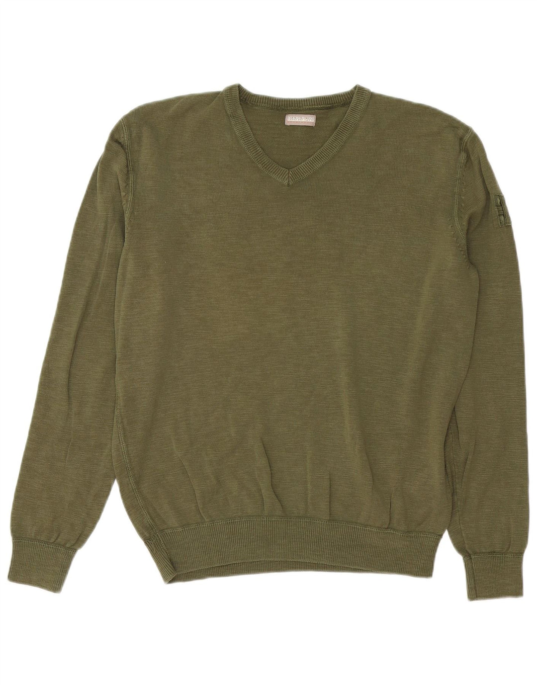 Napapijri Pull col V Homme Kaki Moyen Coton