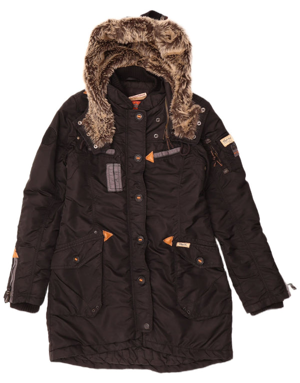 KHUJO Manteau rembourré à capuche pour femme UK 44 Polyester noir moyen