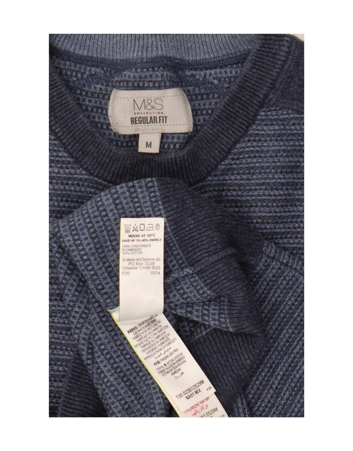 Marks & Spencer Pull à col rond pour homme Bleu marine rayé