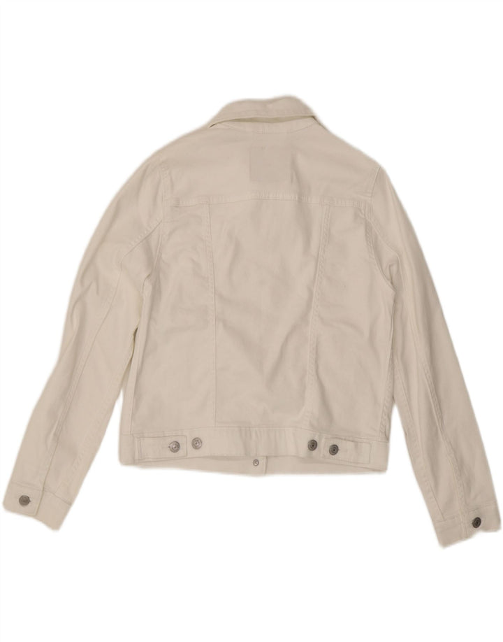 Levi's Veste en Jean Crop Femme UK 14 Blanc Moyen