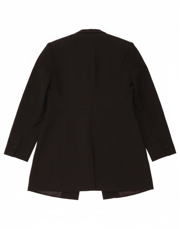 Zara Veste Blazer Ouverte Longue Femme UK 14 Large Acétate Noir