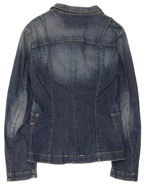 Gas Veste blazer en jean à 3 boutons pour femme UK 12 Bleu moyen en coton