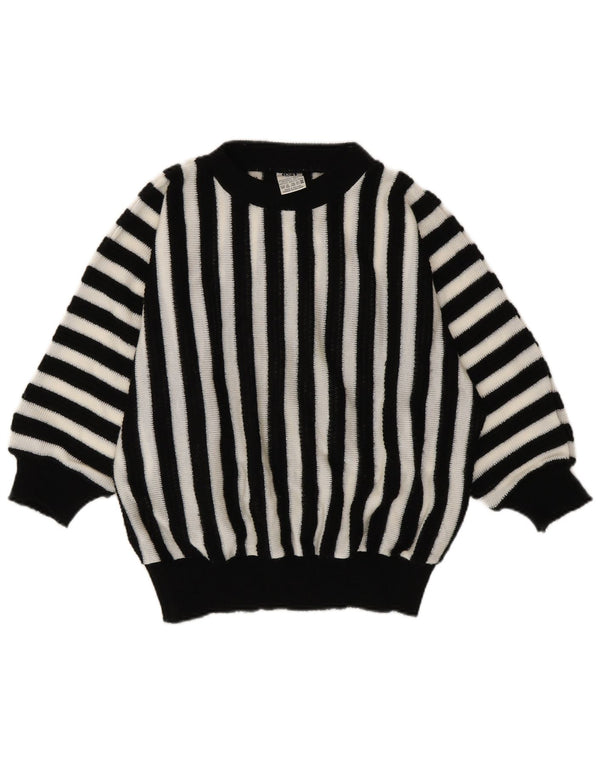 C&A Pull Col Bateau Femme EU 48/50 XL Acrylique Rayé Noir