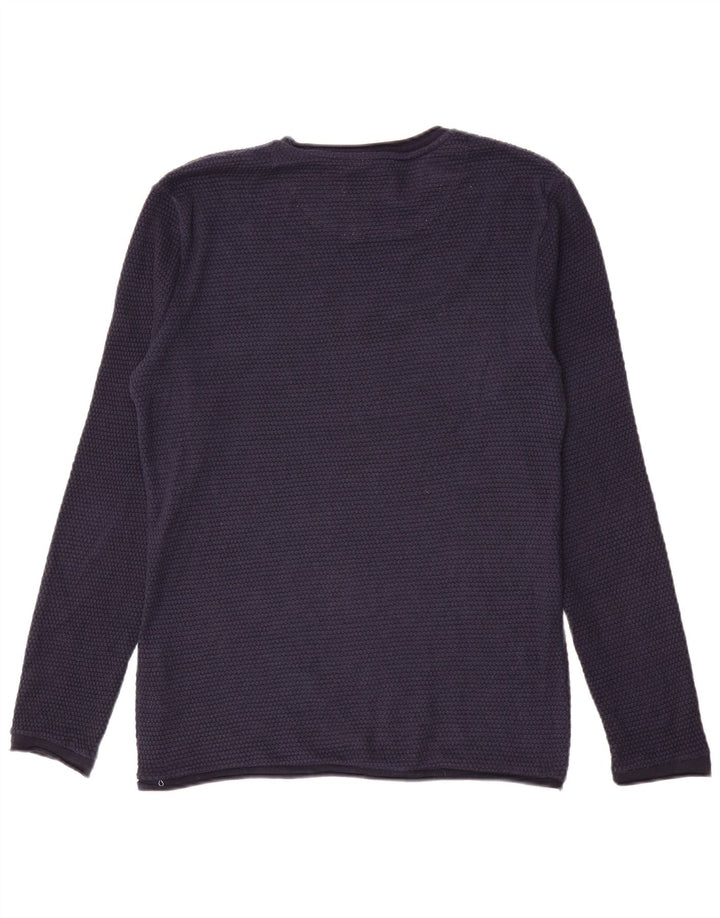 Zara Pull ras du cou pour homme en polyester bleu marine Taille L