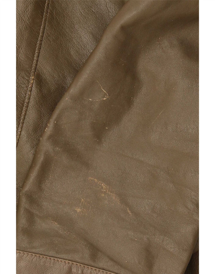 veste en cuir homme vintage UK 38 Cuir kaki moyen