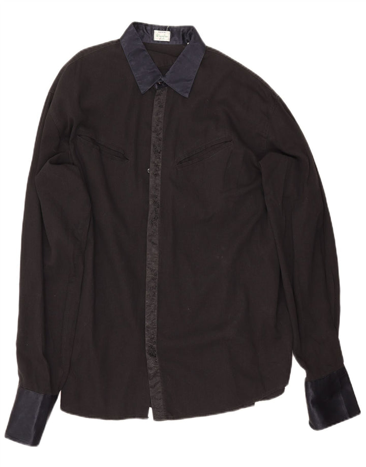 Benetton Chemise Homme Large Noir Coton