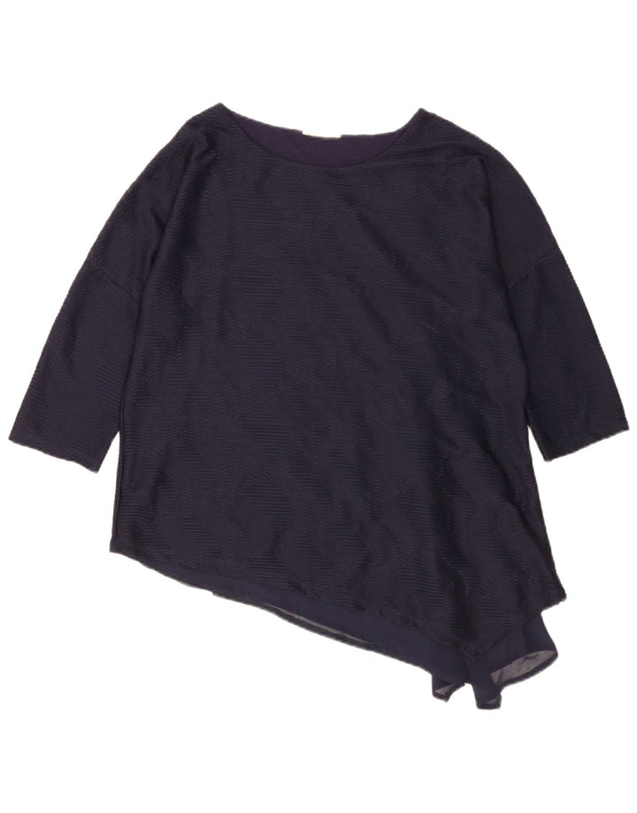 Phase Eight Haut chemisier asymétrique à manches 3/4 pour femme UK 12 Bleu marine moyen