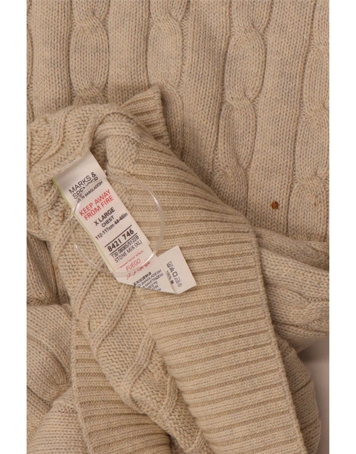 Marks & Spencer Pull col rond pour homme XL Beige