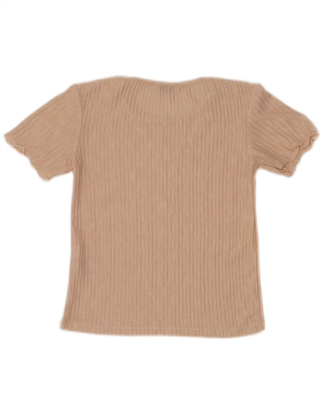 Zara Femme Chemisier Top UK 10 Petit Polyester Rayé Beige