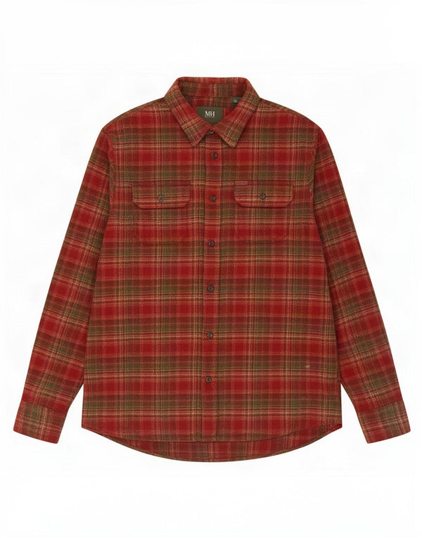 Orvis Chemise en flanelle pour homme Grand coton à carreaux rouge