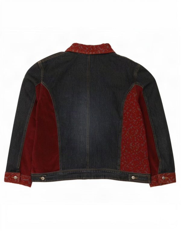 veste en denim femme vintage UK 18 XL Bleu Patchwork Coton