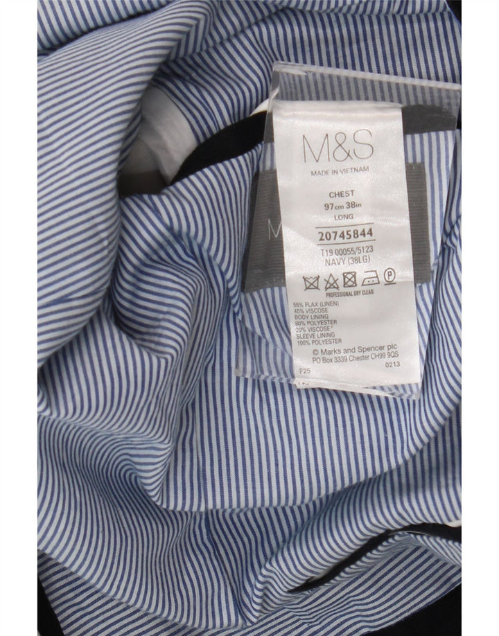 Marks & Spencer Veste blazer à 2 boutons pour homme UK 38 Bleu marine moyen Lin