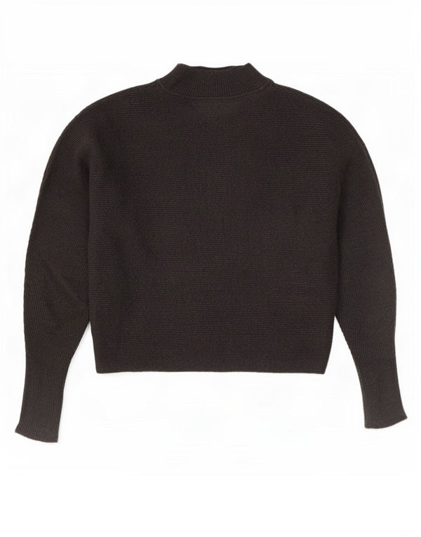 Zara Pull court surdimensionné à col roulé pour femme UK 10 Petit Gris