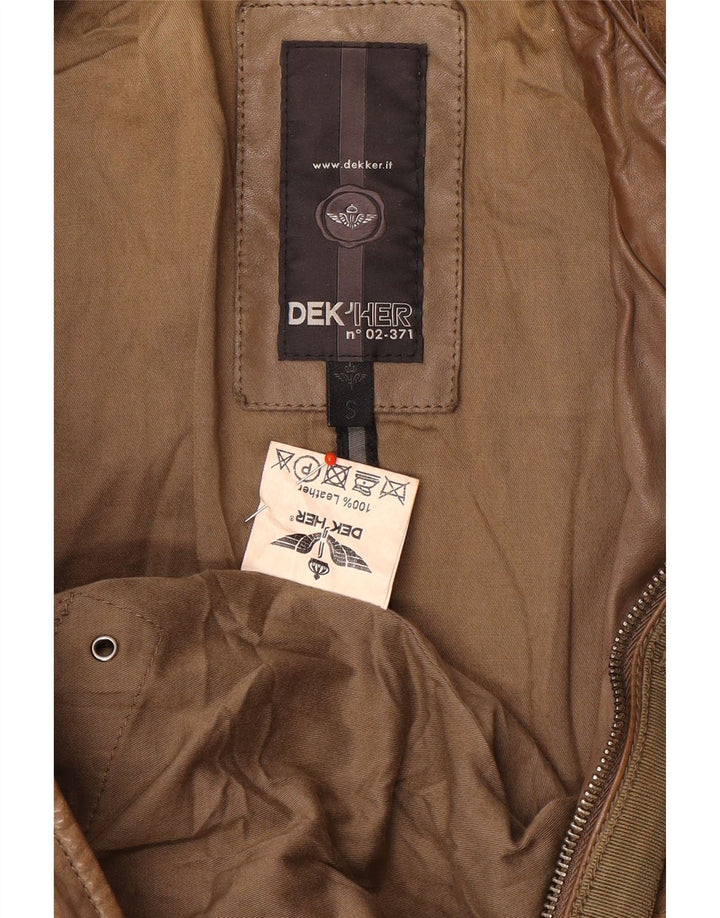 Dekker Veste de course en cuir pour femme UK 10 Petit cuir marron